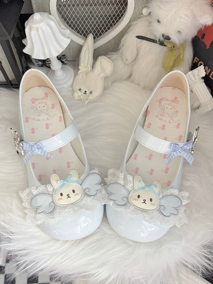 Design - Janes Trim Blue Lace Bunny Low-heel/Mid-heel Mary Sweet