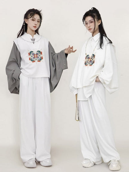 Gray Top Banded Light Embellished Unisex Frog Lolita Neckline Han