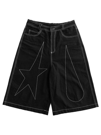 Black Star & Raindrop Line Wide-Leg Pants - innomoood innomoood | LilyVow