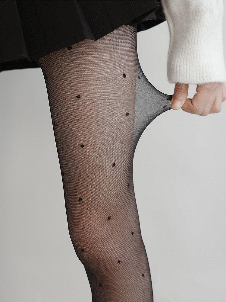 Dot Black Semi-Sheer Polka Pantyhose