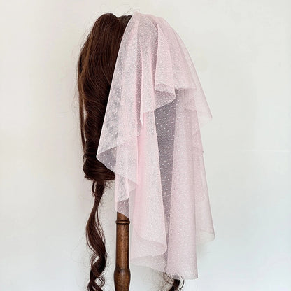Mesh Head Pastel (Polka Veil Accents) Lolita Pink Dot