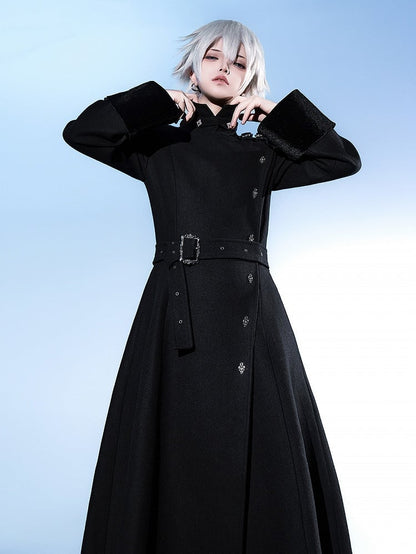 High Neck Coat Ouji Woolen Lolita Collar Stand Black