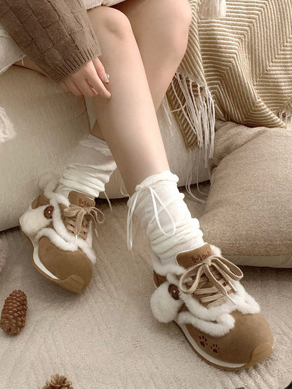 Lolita Sweet - Embroidery Brown Sneakers Paw