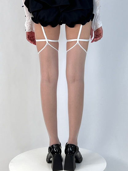 4 Color Options Semi-sheer Suspender Stockings