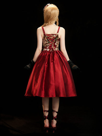 Bows Classic Elegant Wine Shoulder Cowl Dresswith Rhinestone Neckline Lolita Strapsand Red Embellished