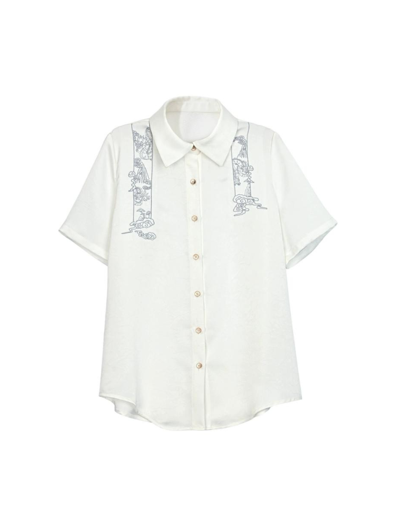 レトロシャツ アシンメトリーチャイナ + スカートベスト