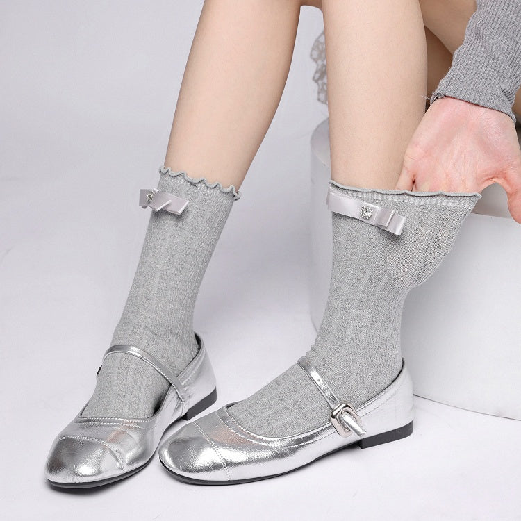 Chaussettes à volants de style Lolita avec nœud en strass noirs Couleurs : (3