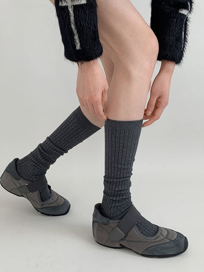 Ribbed Knit Slouchy Calf Socks - Kawaii & Pastel Goth Accessory, 4 Colors