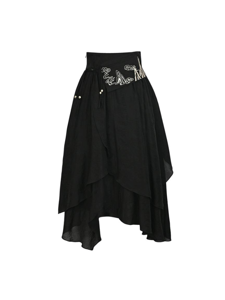 レトロシャツ アシンメトリーチャイナ + スカートベスト