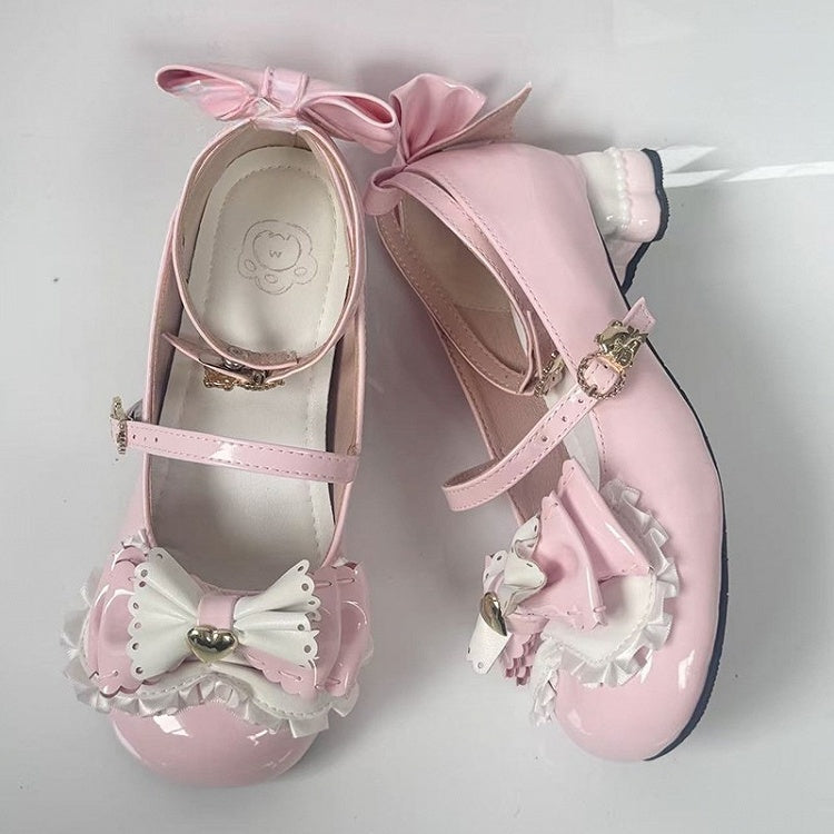 Janes with Mary Bear-shaped Pink Heel Sweet Teddy Layered Bear at Lolita Decor - Bows Top Buckle