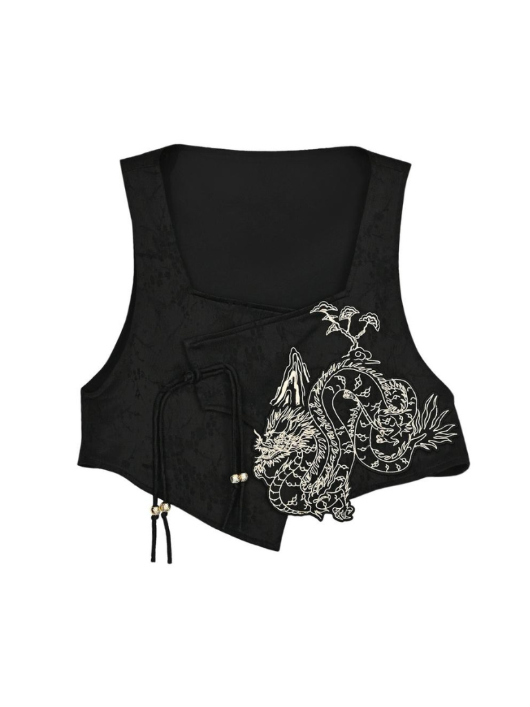 レトロシャツ アシンメトリーチャイナ + スカートベスト