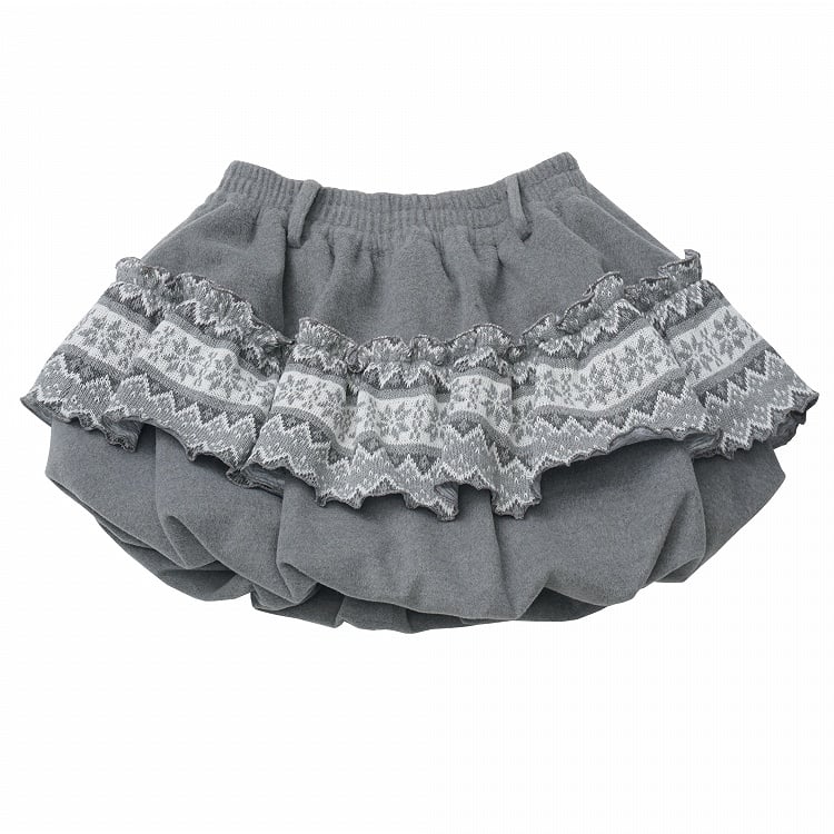 with Knit Ruffle Bubble Fair Gray Skirt Isle Trim
