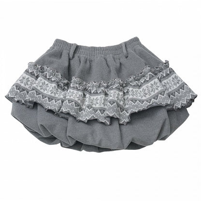 with Knit Ruffle Bubble Fair Gray Skirt Isle Trim
