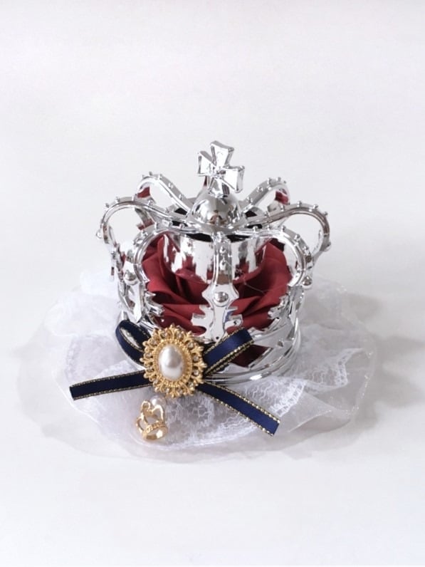 Headpiece 4 with Bead Options Lace White Lolita Bow Accents Crown Color and – Based Silver