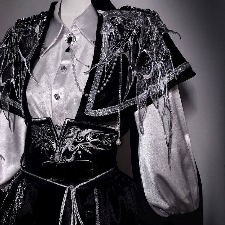Black & Silver Chinoiserie Lolita Full Set with Cape - YING YUE