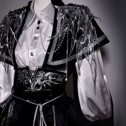 Black & Silver Chinoiserie Lolita Full Set with Cape - YING YUE
