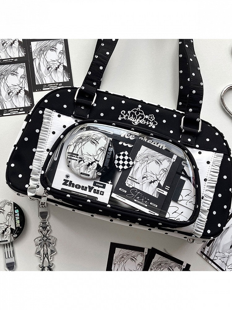 Monochrome Polka Dot Large Ita Crossbody Bag