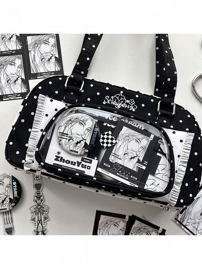 Monochrome Polka Dot Large Ita Crossbody Bag
