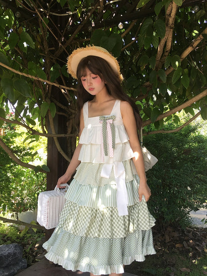 Rosa karierte Schleifenbrosche