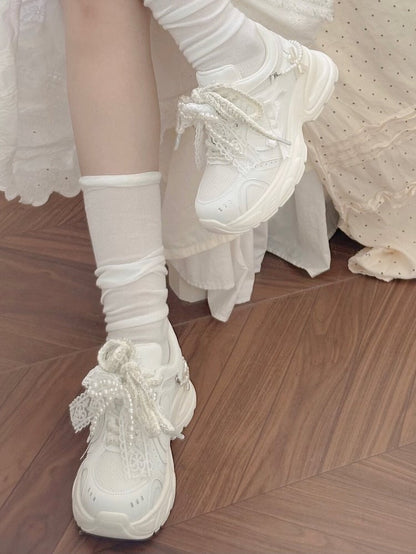 Bow Platform Sweet Lolita White - Details Sneakers