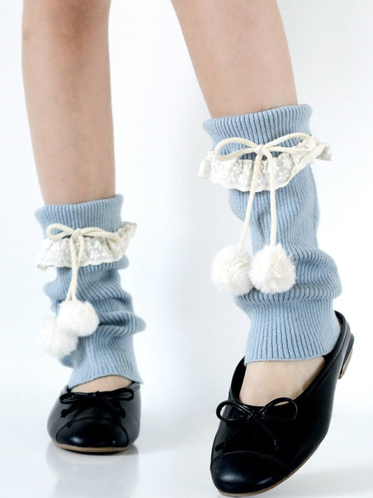 7 Colors Warmers Decorated Pom-Pom Ruffled Leg