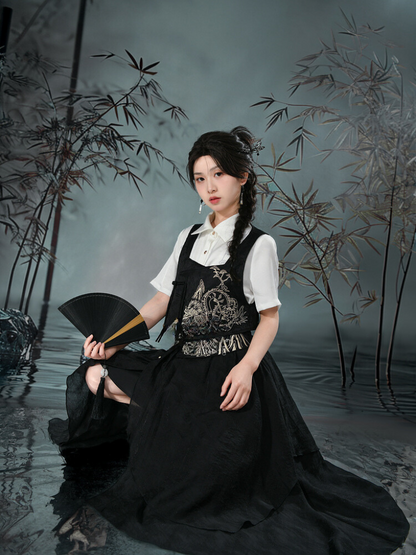 レトロシャツ アシンメトリーチャイナ + スカートベスト