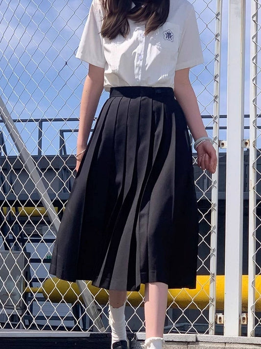 Black Pleated Skirt JK Style - Lan Jian Chuan