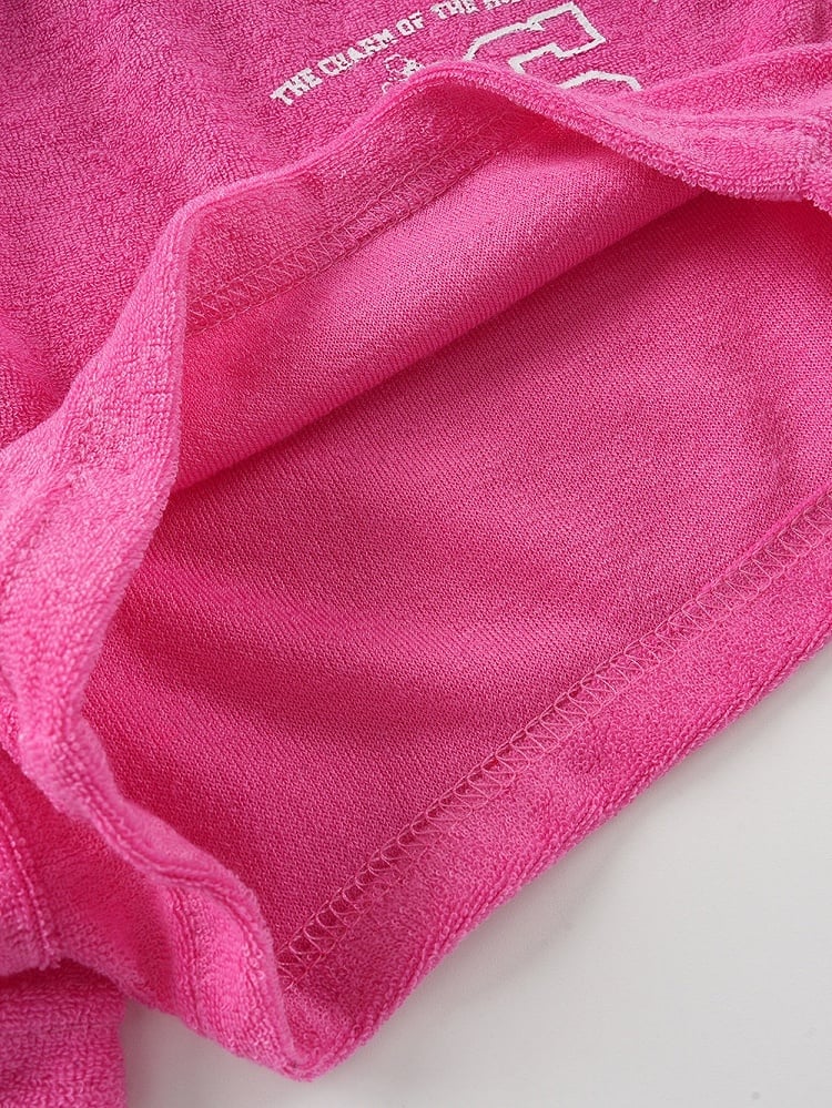Casual Kawaii Rose Pink Letter Print Drawstring Shorts - Languid Park