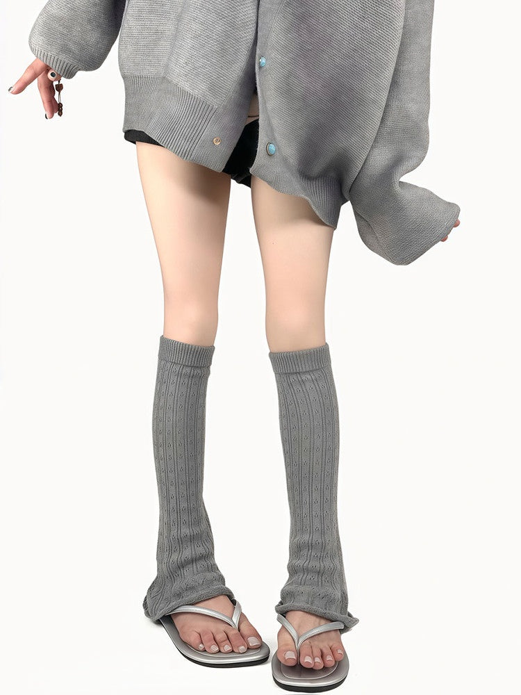 Knitted Warmers Leg Black/White/Gray Balletcore Flared