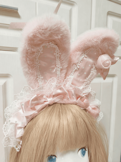 KC Sweet Lolita Bunny Bowknot Ear Pink Lace