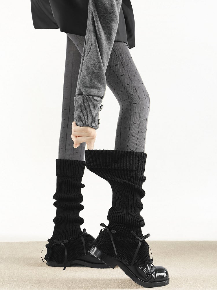Ribbed Warmers Accents (4 Slouchy Colors) Leg Bow with