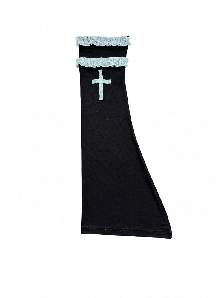 Black and White Leg Warmers with Ruffles - Damn Girl