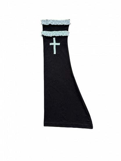 Black and White Leg Warmers with Ruffles - Damn Girl