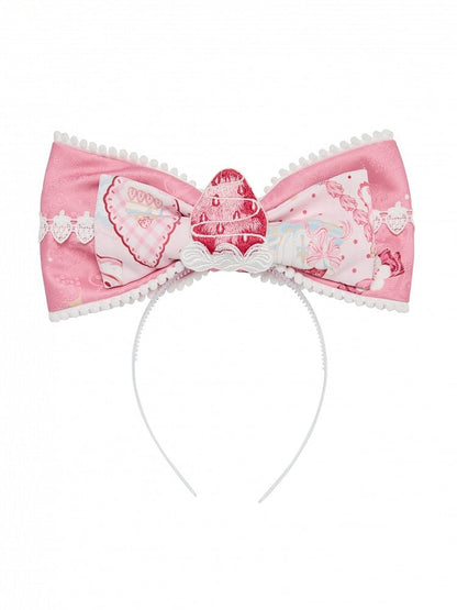 Bow Lolita KC with Strawberry Embroidery in Pink or Blue - San Sheng Du