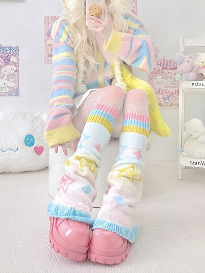 Mitaines tricotées Manga Pastel Étoile Y2K Évasées