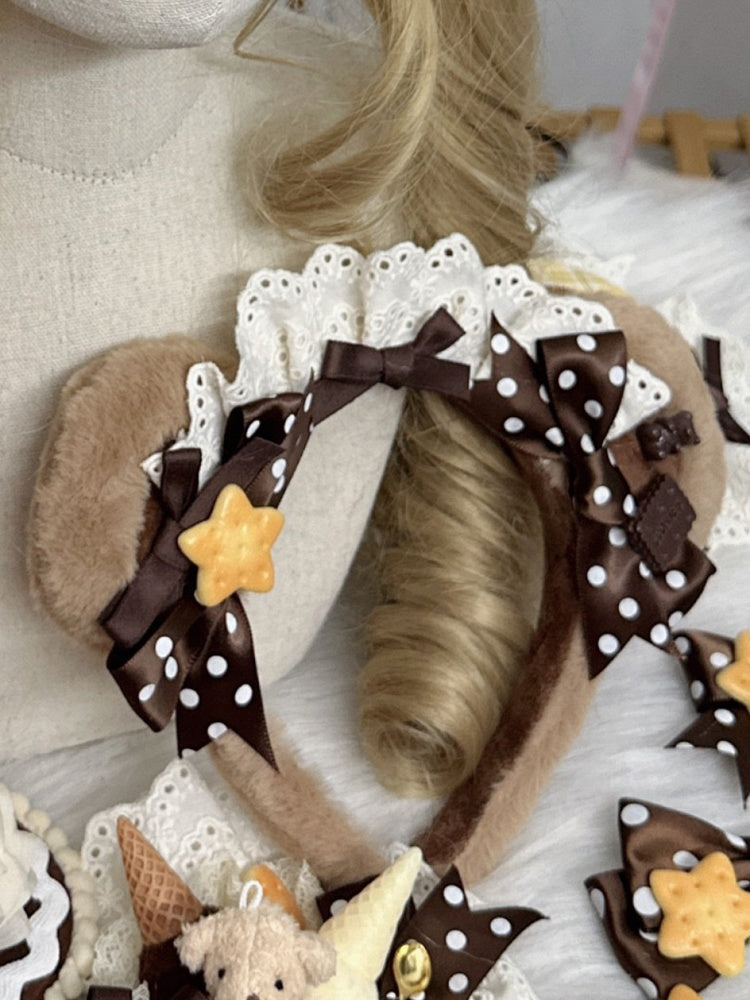 Plush KC Brown Bear Bow Ear Lolita Sweet Lace Design