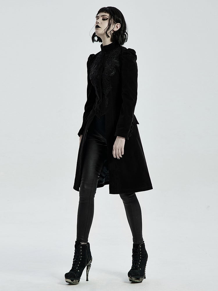 Length Mid Goth Coat Black
