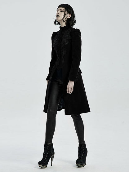 Length Mid Goth Coat Black