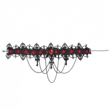 Dark Gothic Cross Pendants Black&Red Choker