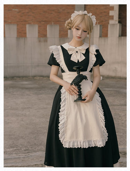 Lolita Long Beige Version and Maid Black Apron / Dress Short
