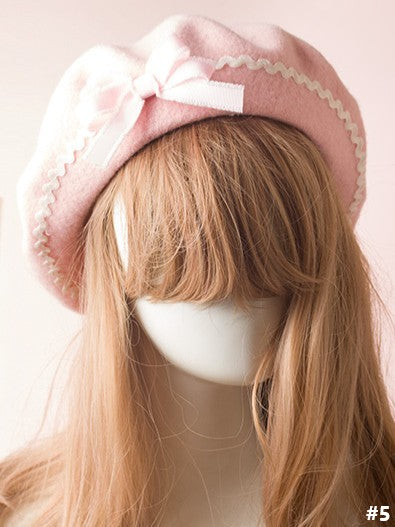 Sweet 7 Bowknot Color Beret Lolita Options