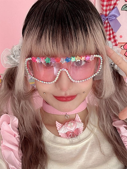 クマ/スター ピンク サングラス 4つのデザインオプション ビーズ装飾