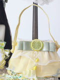Green Lemon Lace Bowknot Hand with Bag Detail Decorated Yellow