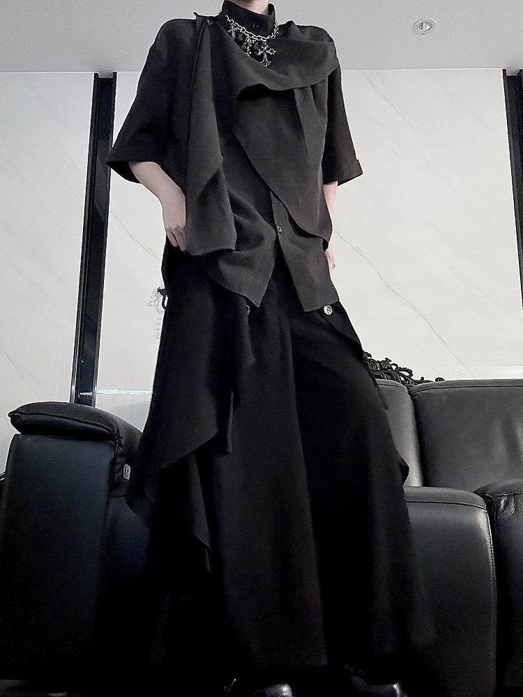 with Short Scarf Design Sleeve Black Top Prince