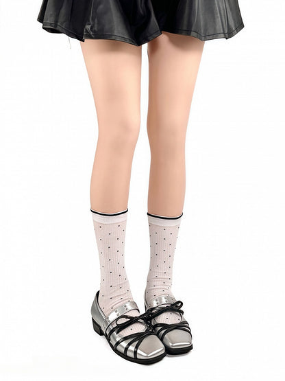 Calf Patterned Ruffled Colors Socks 3 Polka-Dot