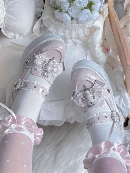 Block 9.5cm Heel | Kei Mary Janes Platform Pink Jirai