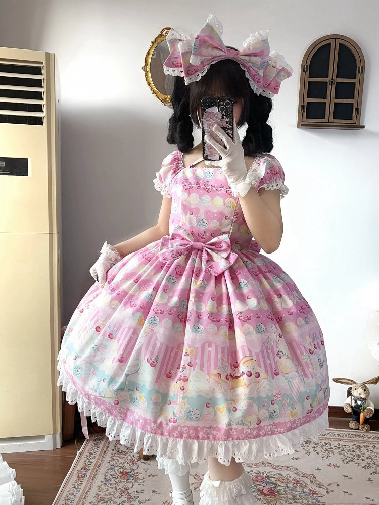 Cherry and Ice Cream Pink Summer Sweet Lolita Dress