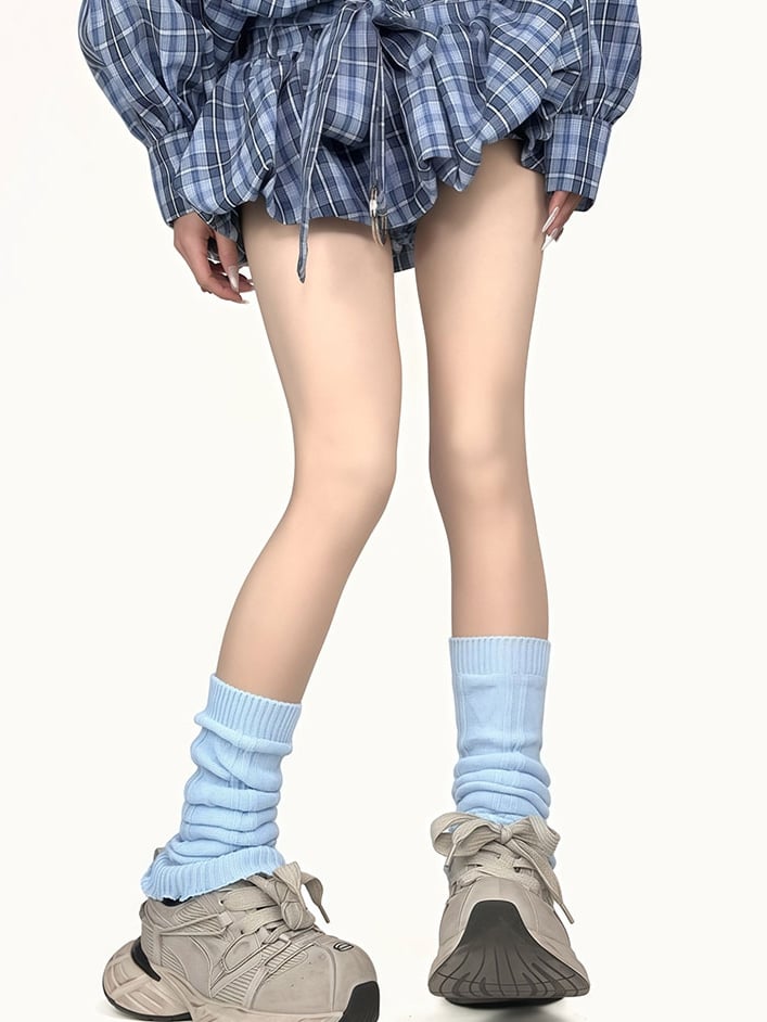 ニットブルー/イエロー/ブラック/ホワイトレッグウォーマー