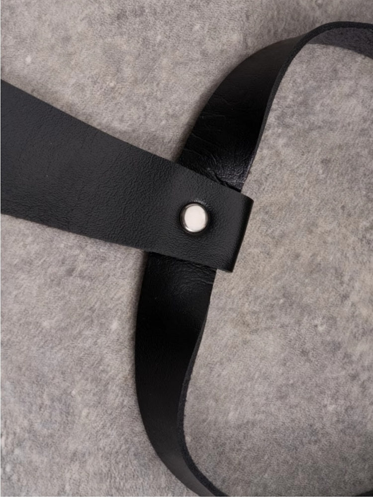 Applique Decorated Choker PU Tie Gothic Butterfly Studs Black