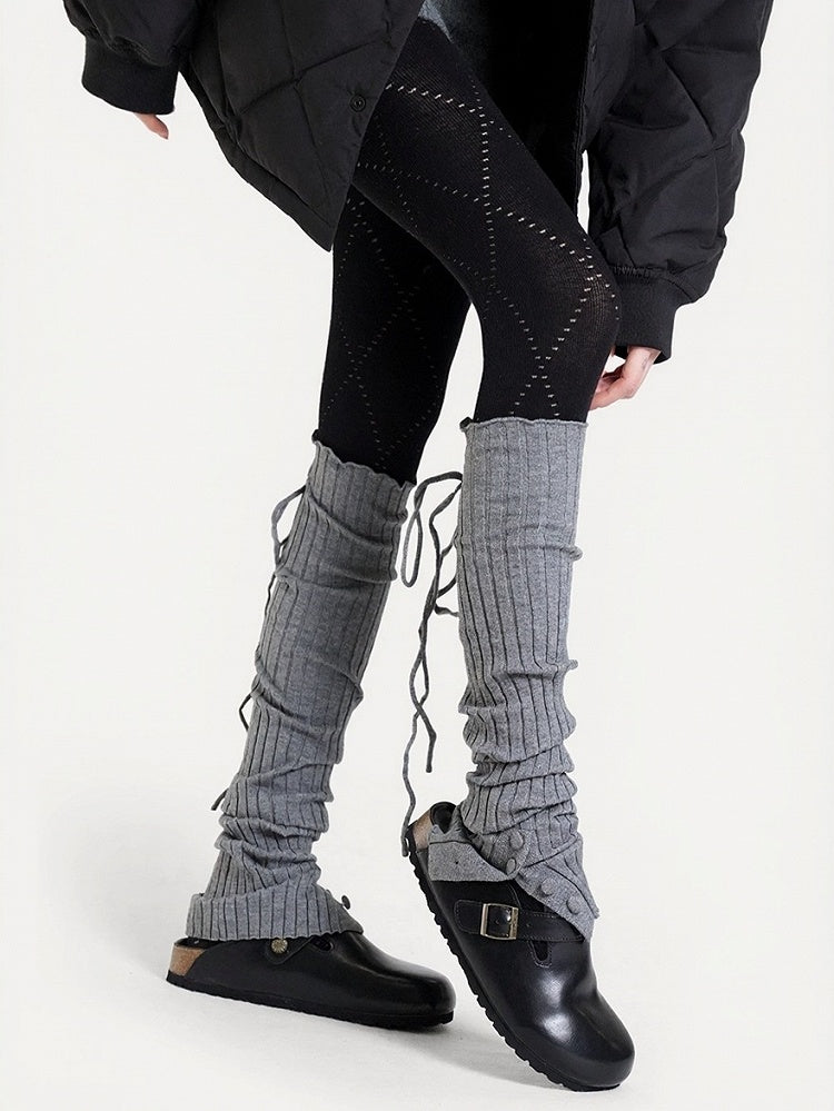 4-Color Ruffle Leg Warmers with Bow and Button Decorations - ModaSwings